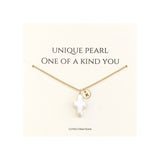 Pearl Cross Necklace for Women Gold Initial K Necklaces 14K Gold Plated Cute Dainty Baroque Pearl Cross Pendant Necklace Jewelry Gift